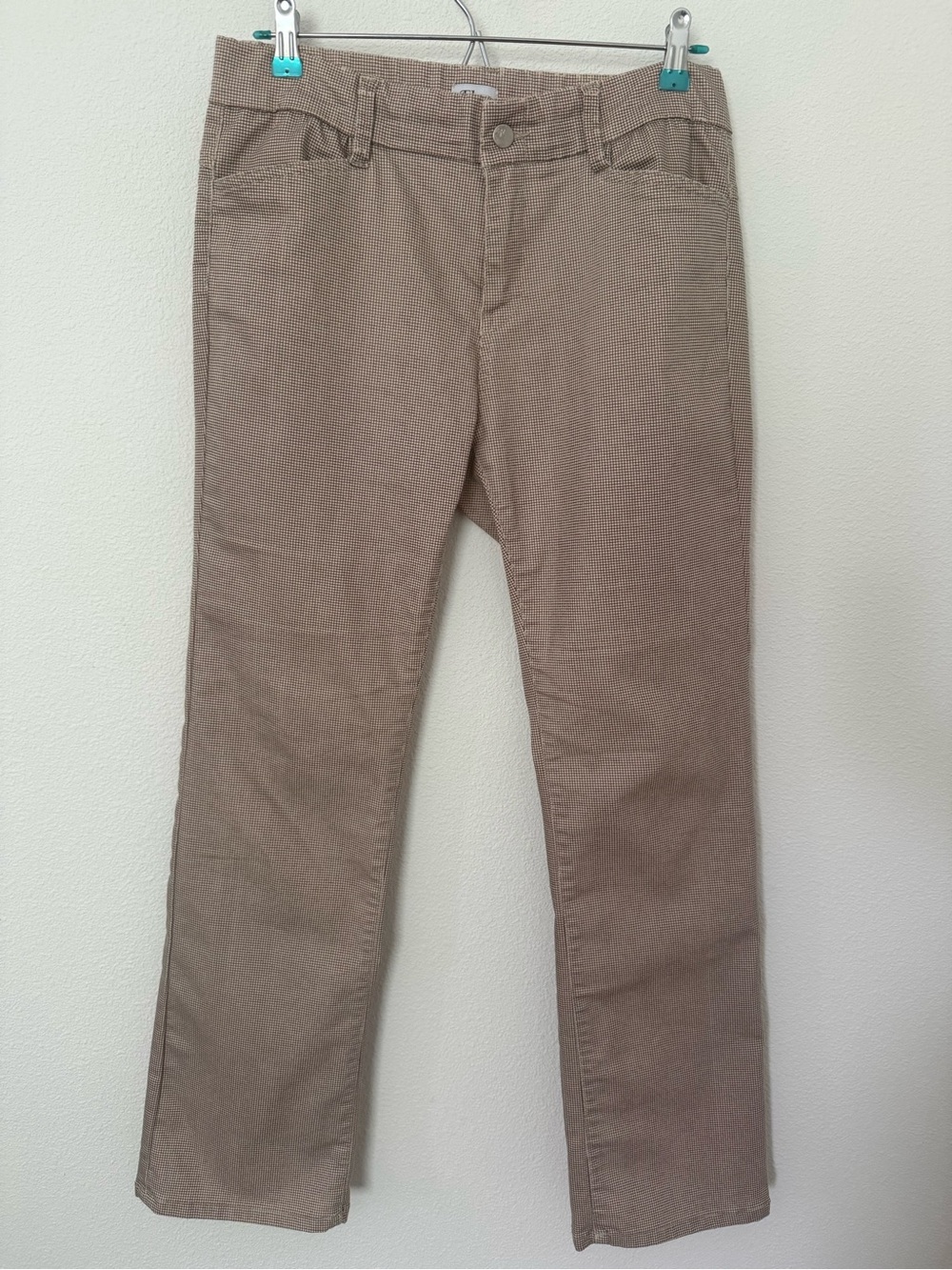 Bevy Flog Novel Pant 30 Brown Houndstooth Stretch Trousers Pull On Work Office